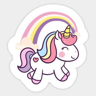 Cute Unicorn With Rainbows Sticker